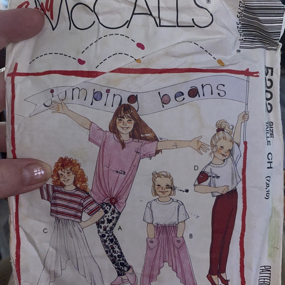Vintage McCalls 5202 Jumping Beans Sewing Pattern Girls Size 7-10 Cut Complete